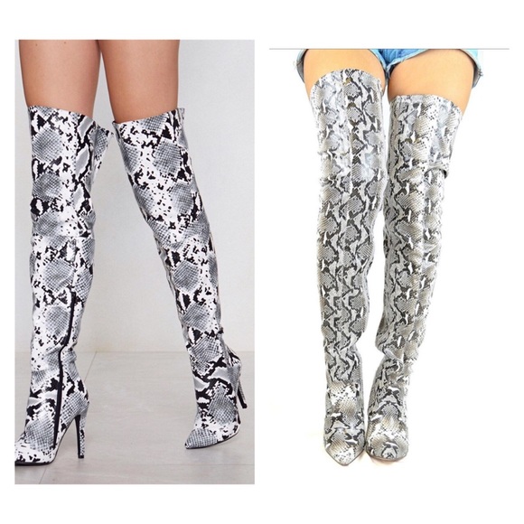 NB Shoes - Over the knee (thigh high) Python Print Boots